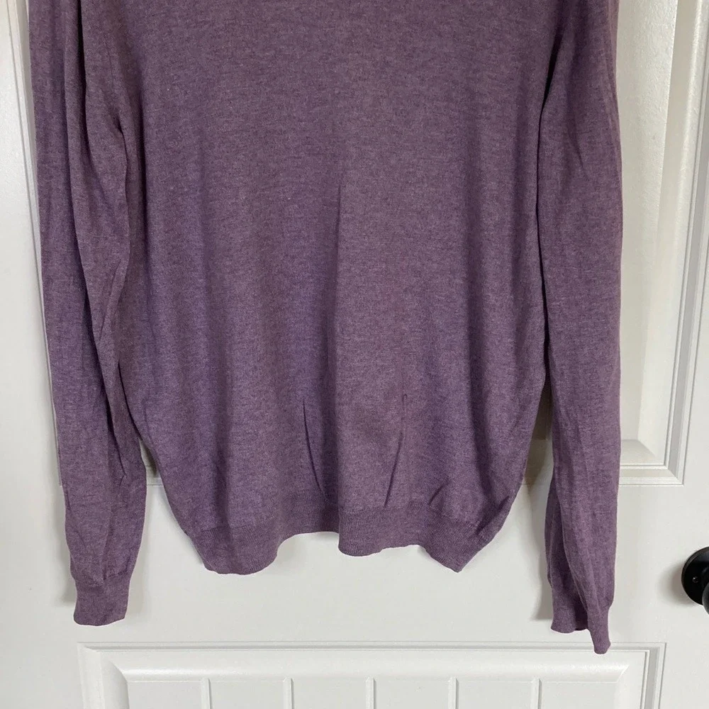 Banana Republic Mens Purple V Neck Pullover Silk Cotton Cashmere Sweater‎ Size L